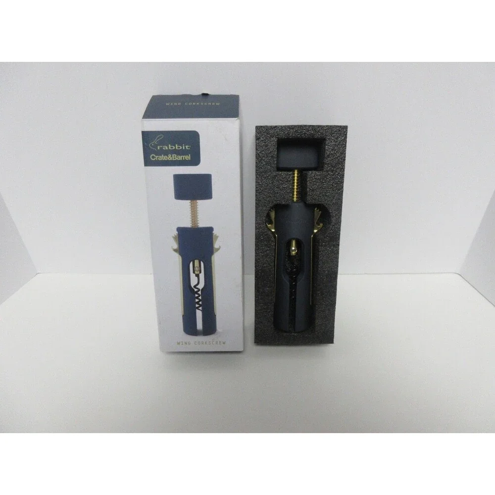 Rabbit 5256402 Wing Corkscrew Black Wine Bottle Opener Crate & Barrel Chrome Blk